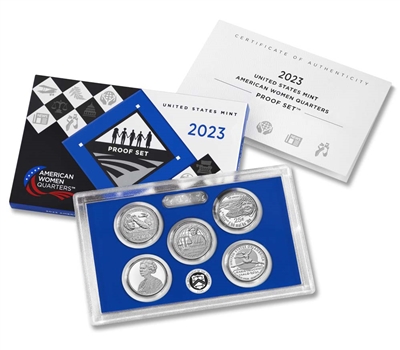 2023 - S Clad Proof American Women Quarters 5-pc Set with Box and CoA