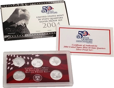 2004 - S Silver Proof State Quarter 5-pc. Set With Box/ COA