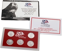 2007 - S Silver Proof State Quarter 5-pc. Set With Box/ COA