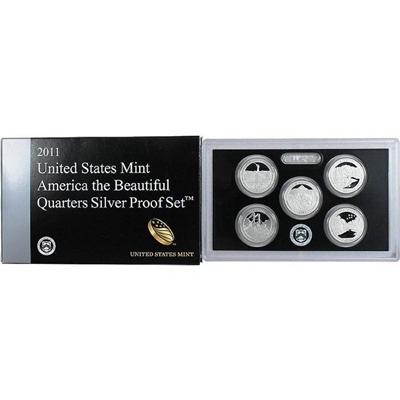 2011 - S Silver Proof National Park Quarter 5-pc. Set With Box/ COA