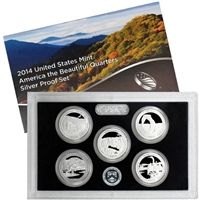 2014 - S Silver Proof National Park Quarter 5-pc. Set With Box/ COA