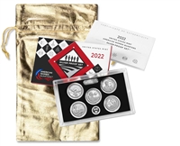2022 - S Silver Proof American Women Quarters 5-pc Set with Box and CoA