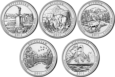 2011 P and D BU National Park Quarter 10 Coin Set