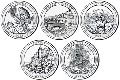 2012 P and D BU National Park Quarter 10 Coin Set