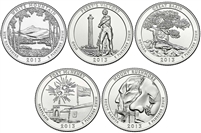 2013 P and D BU National Park Quarter 10 Coin Set