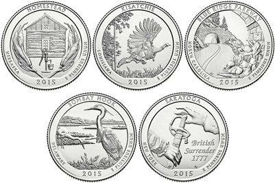 2015 P and D BU National Park Quarter 10 Coin Set