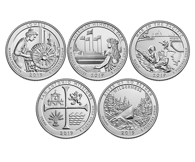 2019 P and D BU National Park Quarter 10 Coin Set