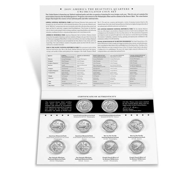 2019 P and D BU National Park Quarter 10 Coin Set
