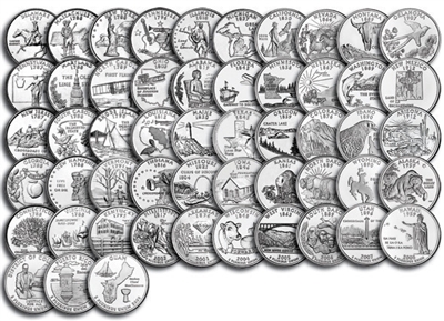 Complete 1999 thru 2009 "P" 56 Coin B.U State Quarter Set