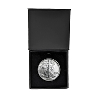 1986 U.S. Silver Eagle in Plastic Air Tite in Magnet Close Black Gift Box - Gem Brilliant Uncirculated