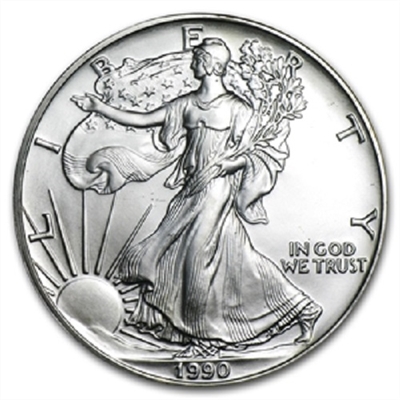 1990 U.S. Silver Eagle - Gem Brilliant Uncirculated with Certificate of Authenticity