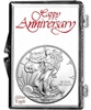 1996 U.S. Silver Eagle in Happy Anniversary Holder - Gem Brilliant Uncirculated