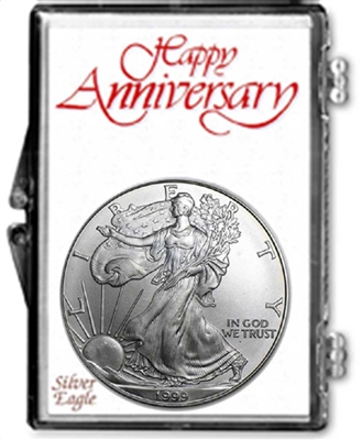 1999 U.S. Silver Eagle in Happy Anniversary Holder - Gem Brilliant Uncirculated