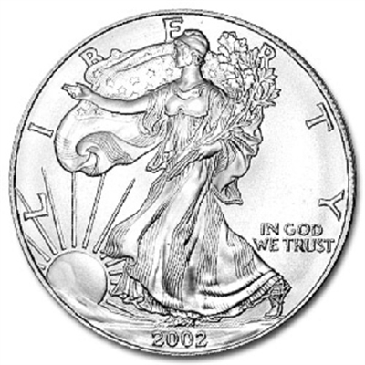 2002 U.S. Silver Eagle - Gem Brilliant Uncirculated with Certificate of Authenticity