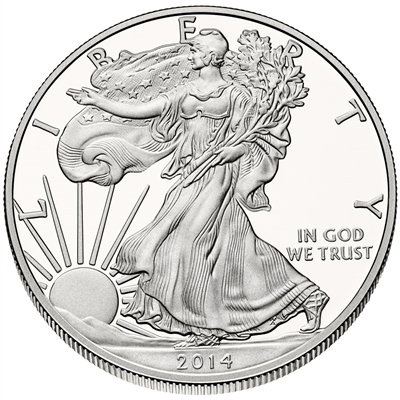 2014 U.S. Silver Eagle - Gem Brilliant Uncirculated with Certificate of Authenticity