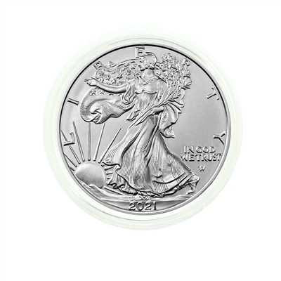 2021 U.S. Silver Eagle Type 2 (New Reverse) Gem Brilliant Uncirculated in Plastic Air-Tite Holder with Certificate of Authenticity