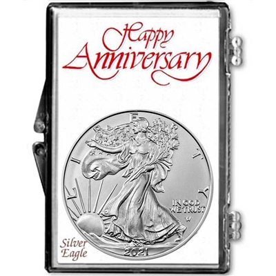 2021 U.S. Silver Eagle Type 2 (New Reverse) in Happy Anniversary Holder - Gem Brilliant Uncirculated