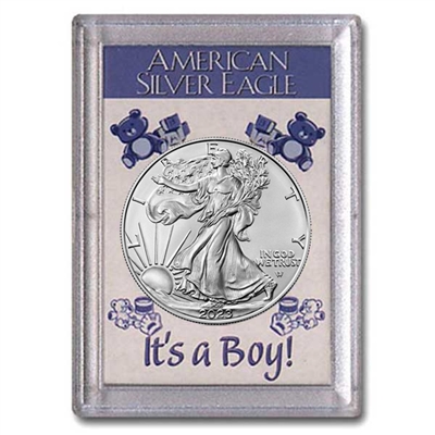 2023 American 1 oz Brilliant Uncirculated Silver Eagle in "It's a Boy" Holder