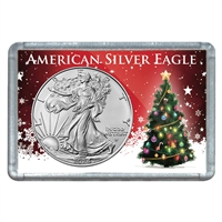 2024 American 1 oz Brilliant Uncirculated Silver Eagle in Christmas Tree Design Holiday Holder