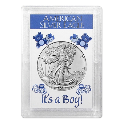 2025 American 1 oz Brilliant Uncirculated Silver Eagle in "It's a Boy" Holder