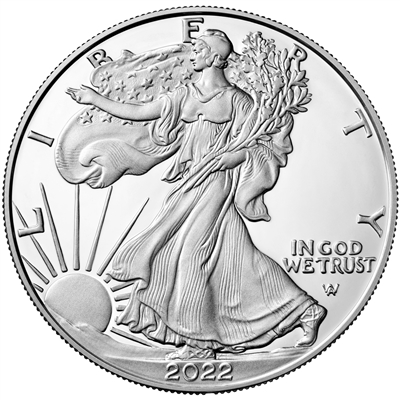 2022 W Proof American Silver Eagle 1 Ounce Coin in OGP with CoA