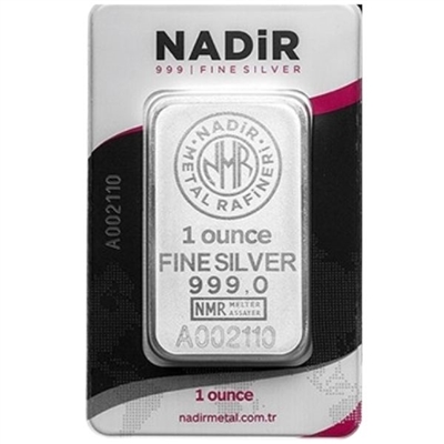 10 Nadir Carded Serial Numbered Silver 1 Oz .999 Bar