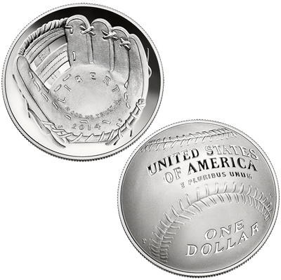 2014 National Baseball Hall of Fame Proof Silver Dollar (B33) with Box and CoA