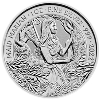 2022 1 oz British Silver Maid Marian Coin .999 Fine Silver