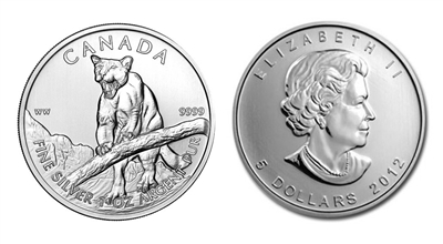 2012 Canadian Cougar One Ounce Silver Coin