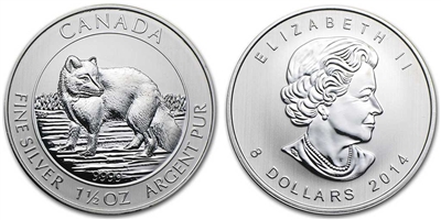 2014 Canada 1.5 oz Silver $8 Arctic Fox BU