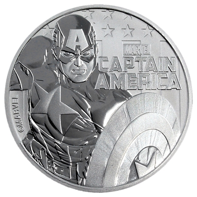 2019 1 oz Tuvalu Captain America Marvel Series Silver Coin