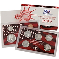 1999 U.S. Mint 9-coin Silver Proof Set - OGP box & COA