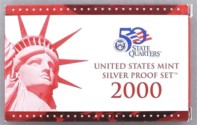 2000 U.S. Mint 10-coin Silver Proof Set - OGP box & COA