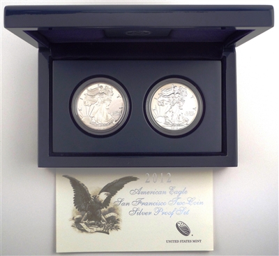 2012 S Silver American Eagle 2 Coin Set 75th Anniversary
