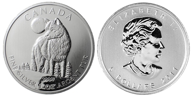 2011 Canadian Wolf One Ounce Silver Coin