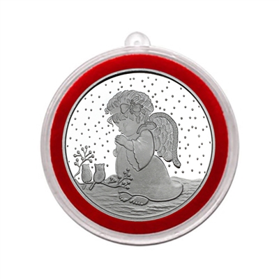 2023 Angel Prayer with Cardinals in the Snow 1oz .999 Silver Medallion in Ornament Holder
