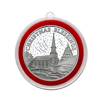 2023 Christmas Blessings Midnight Mass Church Scene 1oz .999 Silver Medallion in Ornament Holder