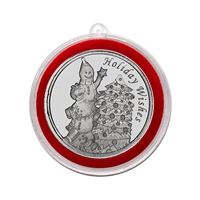 2024 Holiday Wishes Snowmen Decorating Tree 1oz .999 Silver Round in Ornament Holder