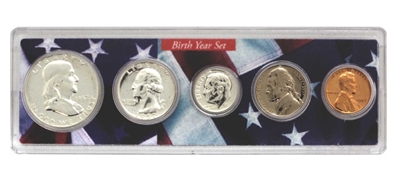 1957 Birth Year Coin Set in American Flag Holder