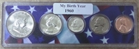 1960 Birth Year Coin Set in American Flag Holder