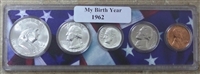 1962 Birth Year Coin Set in American Flag Holder