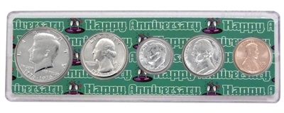 1976 - Anniversary Year Coin Set in Happy Anniversary Holder