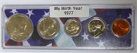 1977 Birth Year Coin Set in American Flag Holder