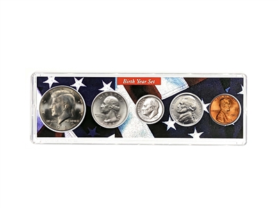 1985 Birth Year Coin Set in American Flag Holder