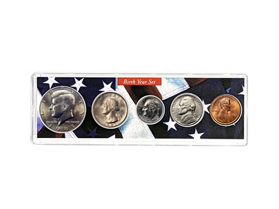 1987 Birth Year Coin Set in American Flag Holder