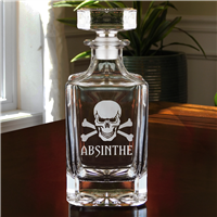 Skull Etched Glass Absinthe Decanter