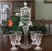 Etched  Deluxe 4 Spout Absinthe Fountain With Glasses & Spoons