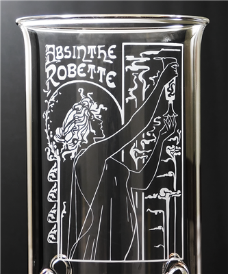 Etched Robette Deluxe 4 Spout Absinthe Fountain With Glasses & Spoons