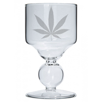 Cannabis Leaf Etched Premium Bubble Reservoir Glass Blown