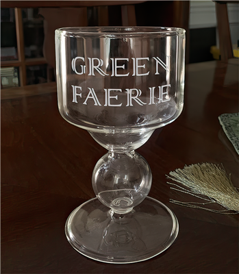 Green Faerie Etched Premium Bubble Reservoir Glass Blown